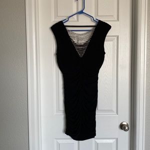 Womens black dress with beaded back